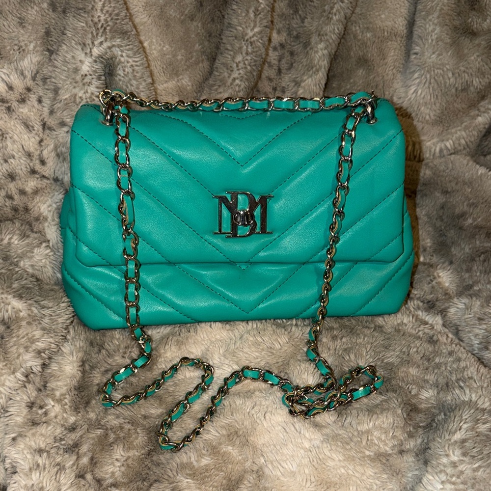 Badgley Mischka Teal Quilted Chain Strap Shoulder Bag